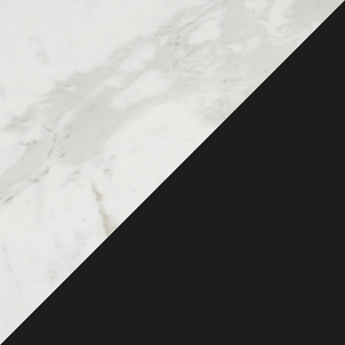 Bari 7pc Dining Set with Table & 6 Grey Swivel Chairs, Marble-Look Ceramic Top, Metal, 63\"W