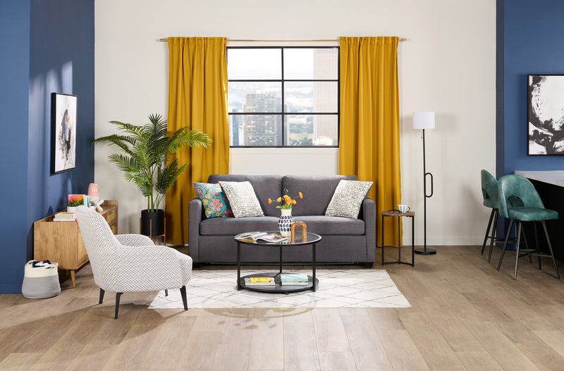 Kort & Co. Bay Counter-Height Stool with Swivel Seat, Vegan Leather Fabric, Metal - Aqua