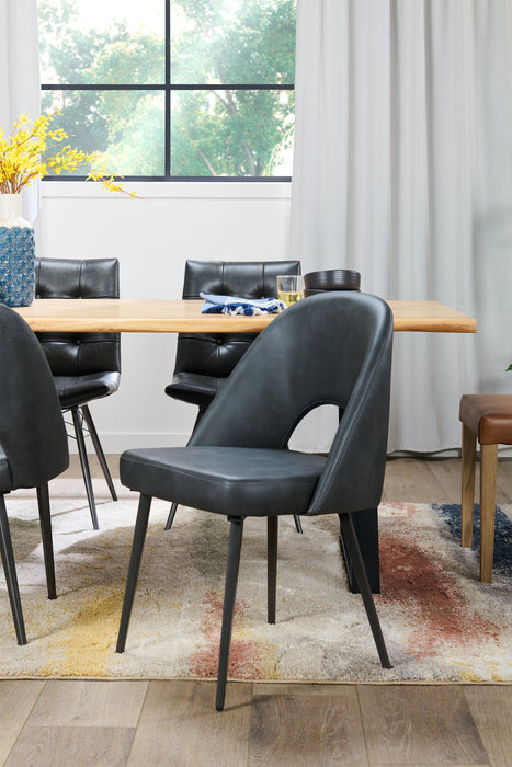 Kort & Co. Bay Dining Chair with Vegan Leather Fabric, Metal - Charcoal
