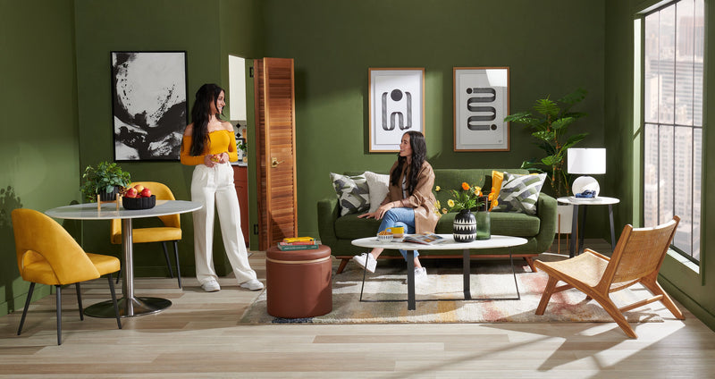 Kort & Co. Bay Dining Chair with Vegan Leather Fabric, Metal - Mustard