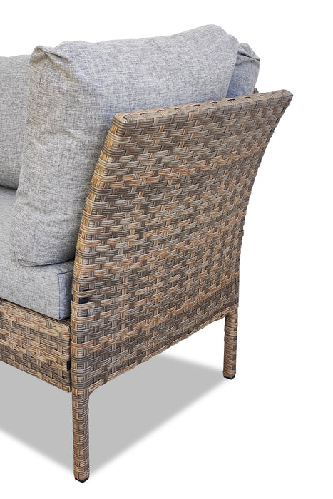 Bergen 3-Piece Outdoor Patio Conversation Set with L-Shape Sectional & Glass Top Dining Height Table - Hand-Woven Resin Wicker, UV & Weather Resistant - Grey