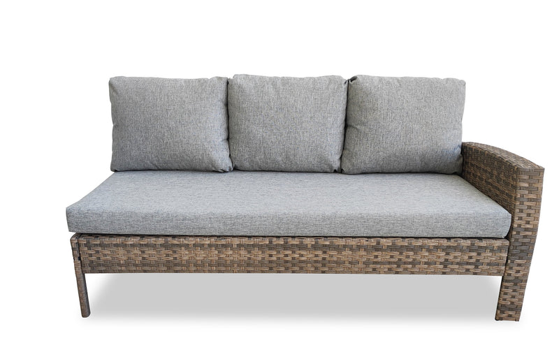 Bergen 3-Piece Outdoor Patio Conversation Set with L-Shape Sectional & Glass Top Dining Height Table - Hand-Woven Resin Wicker, UV & Weather Resistant - Grey