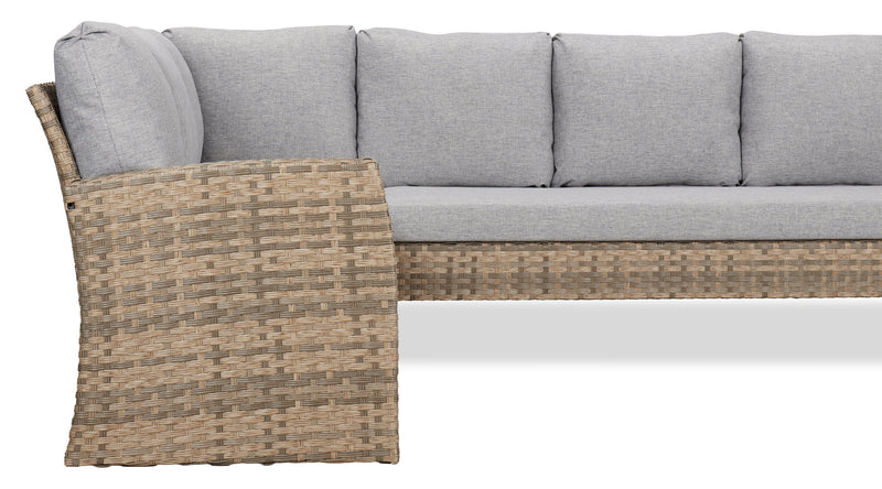 Bergen 2-Piece Outdoor Patio Sectional with Left-Hand & Right-Hand Sofas - Hand-Woven Resin Wicker, UV & Weather Resistant - Grey