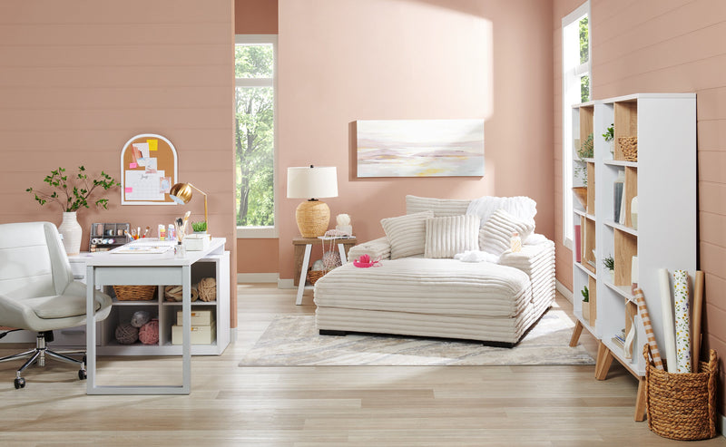 Bremen 32.75\" Bookcase With 4 Staggered Shelves - White and Light Brown 