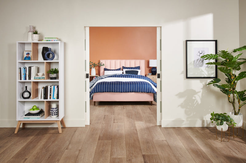 Bremen 32.75\" Bookcase With 4 Staggered Shelves - White and Light Brown 