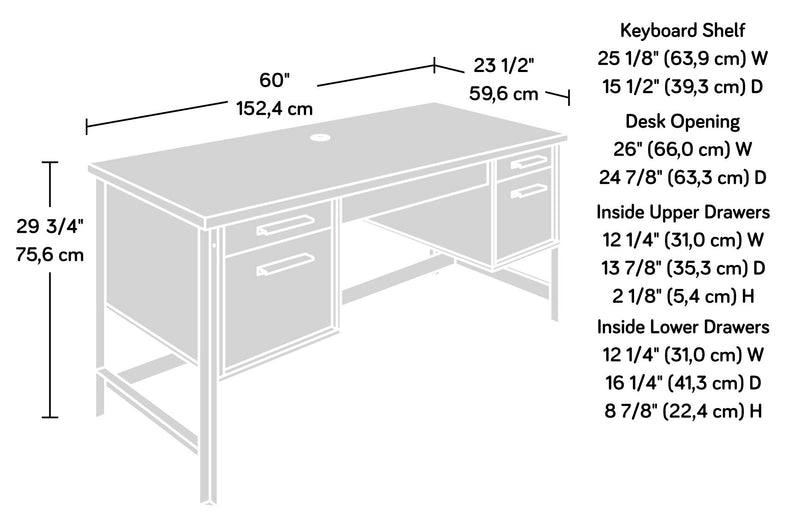 Briarbrook 60\" Commercial Grade Computer Office Desk with 5-Drawers - Brown