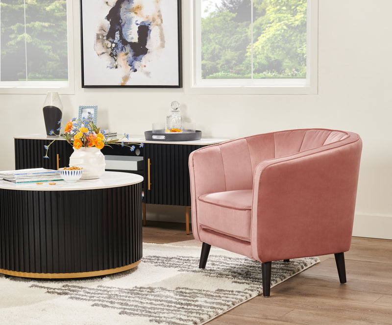 Brinley 29\" Velvet Fabric Accent Chair with Wood Legs - Pink