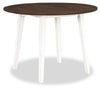 ["Bryn Drop-Leaf Dining Table, 42\" Round - Two-Tone White & Brown"]