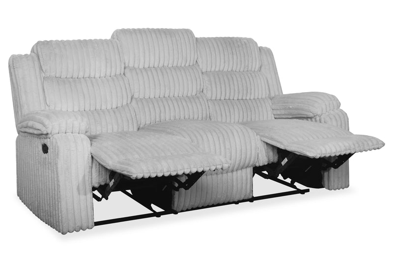 Bryson 82.5\" Faux Fur Fabric Reclining Sofa - Mist Grey