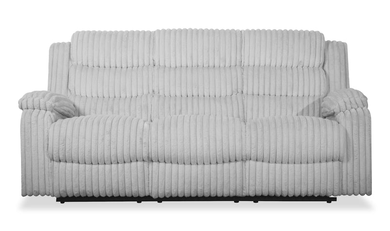 Bryson 82.5\" Faux Fur Fabric Reclining Sofa - Mist Grey