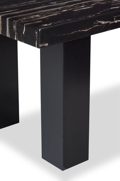 Burk Dining Table with Epoxy Resin Marble-Look Top, 72\"W - Black