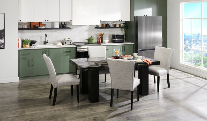 Burk Dining Chair with Polyester Fabric - White