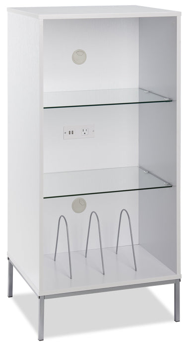 Cade 20.75\" Modern Audio Stand with Storage and Cable Management  - Whitewash