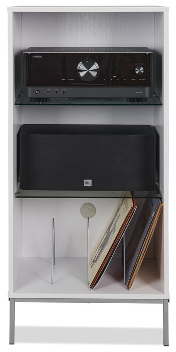 Cade 20.75\" Modern Audio Stand with Storage and Cable Management  - Whitewash