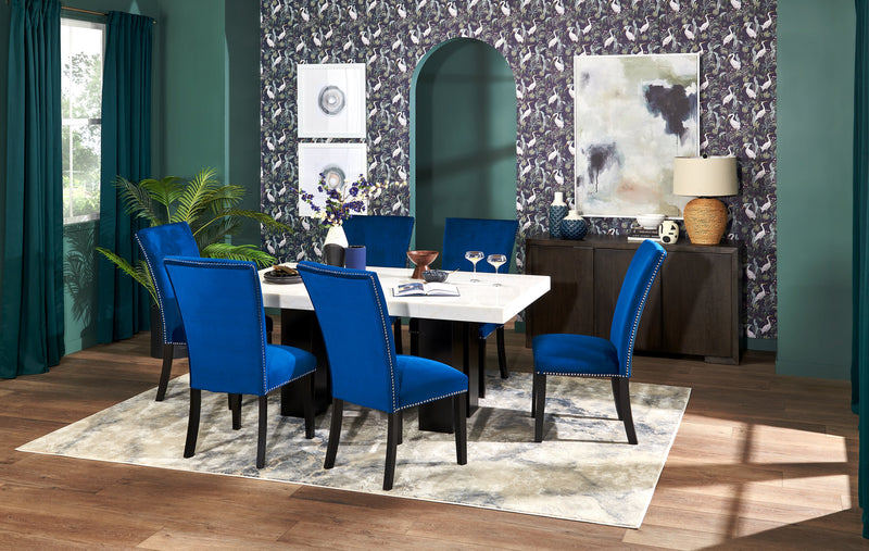 Cami Dining Chair with Velvet Fabric - Blue