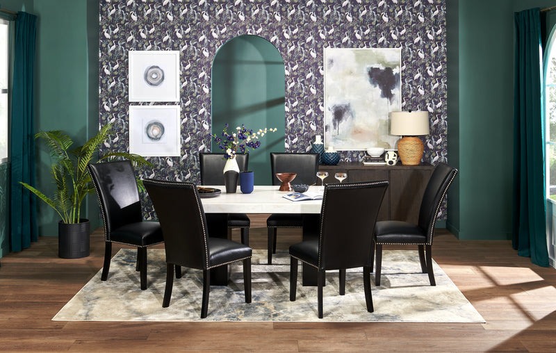 Cami Dining Chair with Vegan-Leather Fabric - Black