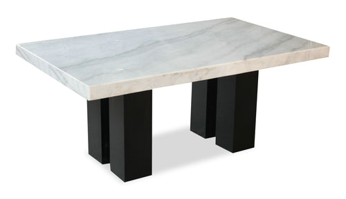 Cami Dining Table with Genuine Marble Top, 70"W - White 