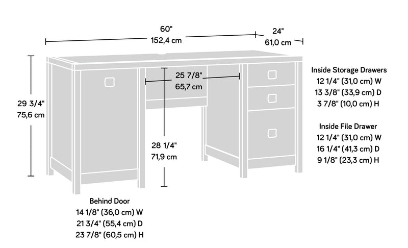 Cannery Bridge Commercial Grade Computer Office Desk with 3-Drawers & Cabinet - Brown