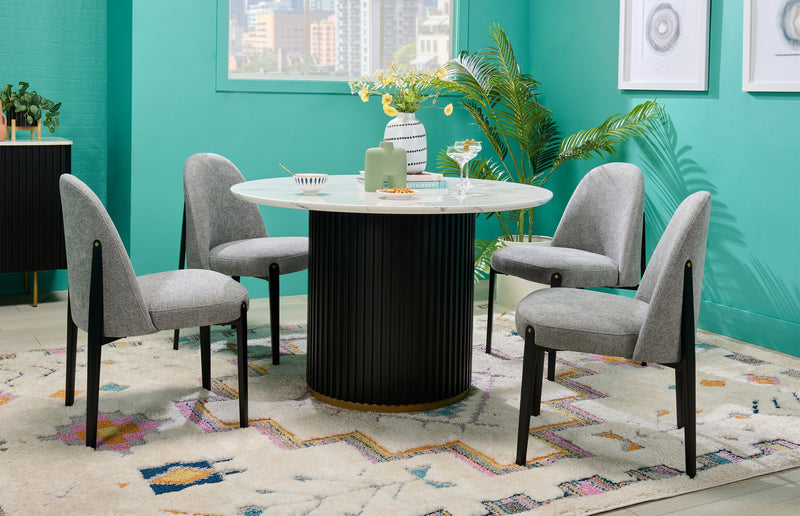 Kort & Co. Capri Dining Chair with Linen-Look Fabric, Metal - Grey