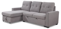 Carter 2-Piece Left-Facing Linen-Look Fabric Sleeper Sectional with Storage Chaise - Solis Grey 