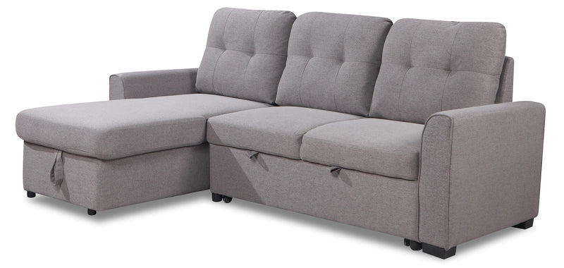 Carter 2-Piece Left-Facing Linen-Look Fabric Sleeper Sectional with Storage Chaise - Solis Grey