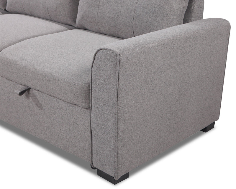 Carter 2-Piece Left-Facing Linen-Look Fabric Sleeper Sectional with Storage Chaise - Solis Grey