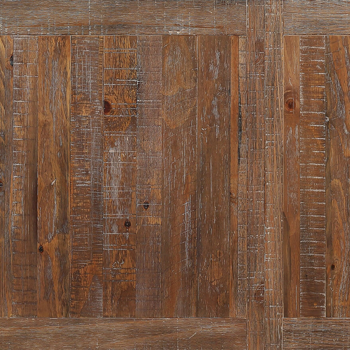 Cedar 6pc Dining Set with Table, Bench & 4 Chairs, Pine Wood, Trestle-Base, 72.07\"W - Brown