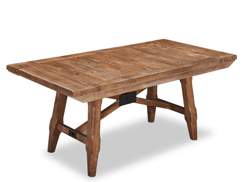 Cedar Dining Table, Pine Wood, Trestle-Base, 72.07\"W - Brown