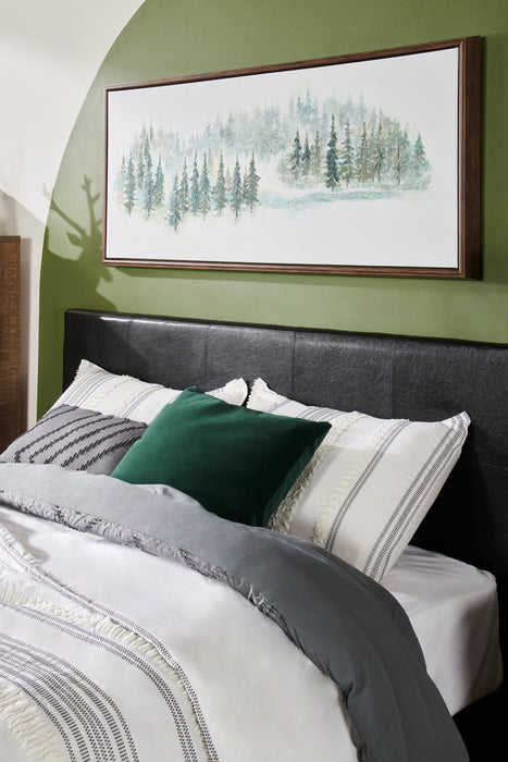 Chase Upholstered Bed in Brown Vegan-Leather Fabric - Full Size