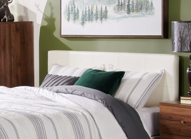 Chase Upholstered Bed in White Vegan-Leather Fabric - Queen Size