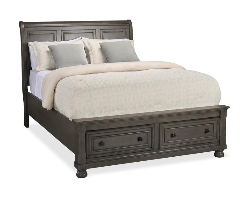 Chelsea Platform Storage Bed with Headboard & Frame, Grey - Queen Size