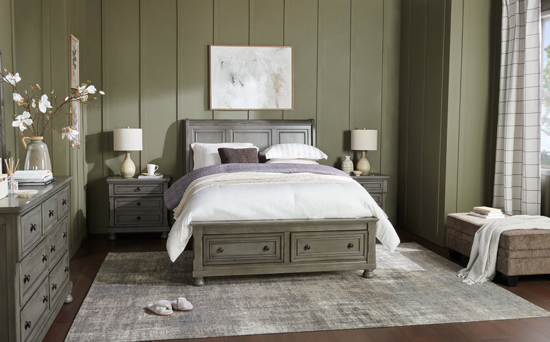 Chelsea Platform Storage Bed with Headboard & Frame, Grey - Queen Size