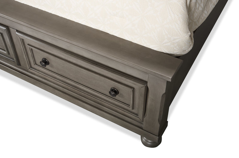 Chelsea Platform Storage Bed with Headboard & Frame, Grey - Queen Size