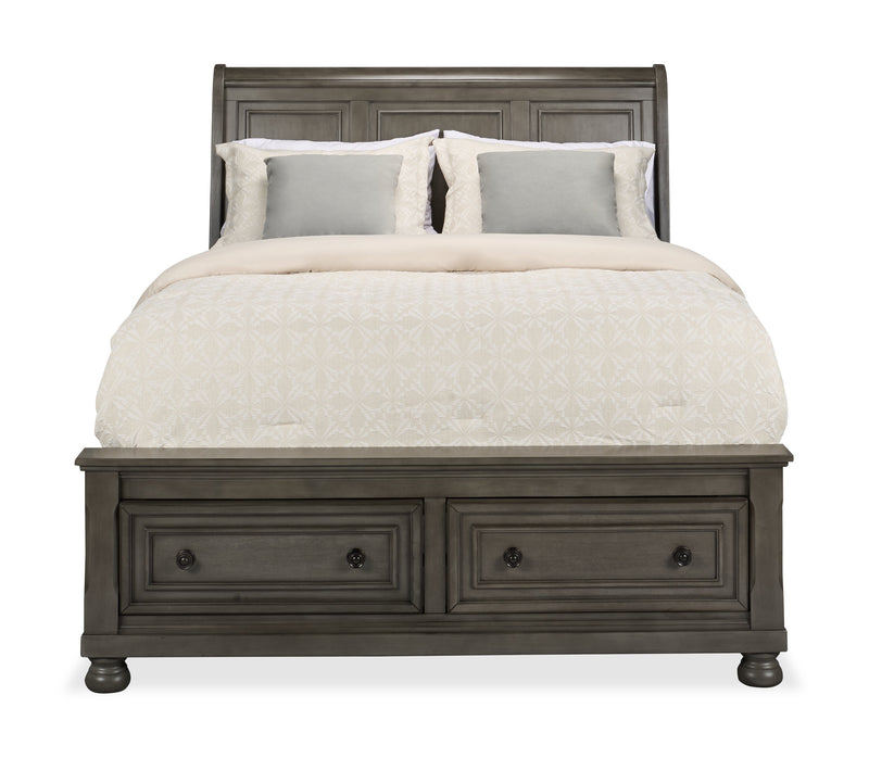 Chelsea Platform Storage Bed with Headboard & Frame, Grey - Queen Size