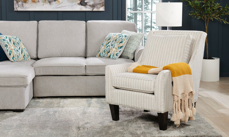 Made in Canada Sofa Lab Customizable Club 29\" Fabric Accent Chair with Wood Legs - Dolphin White