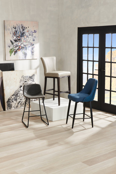 Coty Counter-Height Stool with Vegan Leather Fabric, Metal - Grey