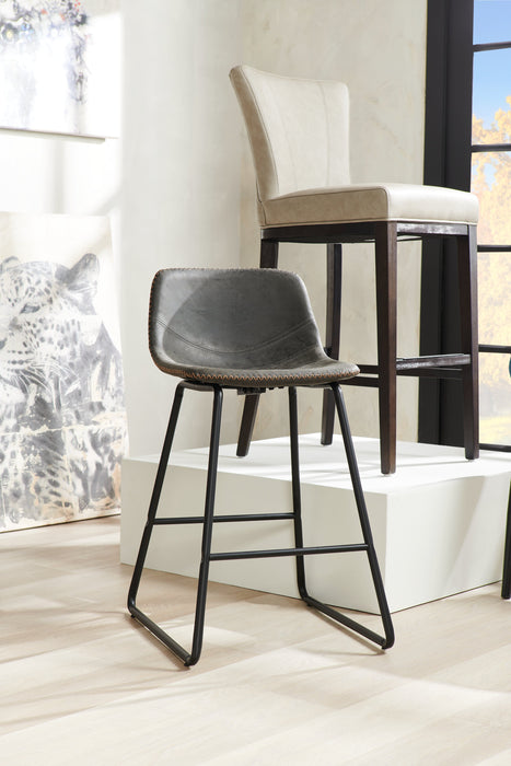 Coty Counter-Height Stool with Vegan Leather Fabric, Metal - Grey