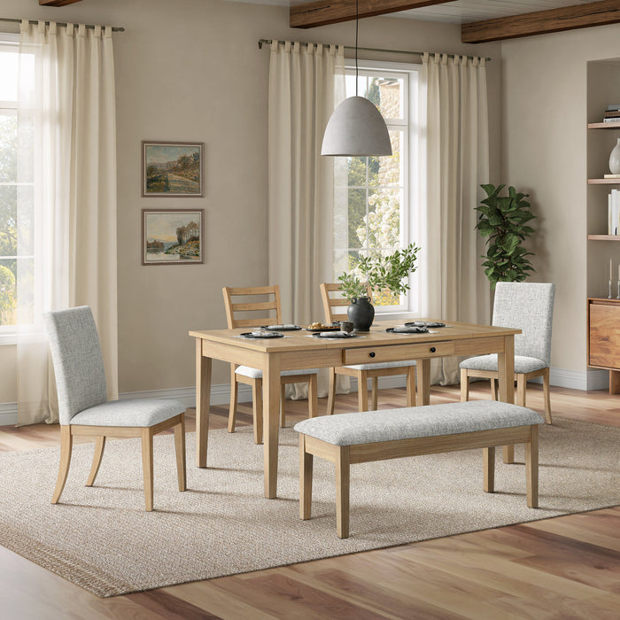 Cove Dining Bench with Cushion Fabric Seat, Lift Top Storage, 46\"W - Natural/Grey
