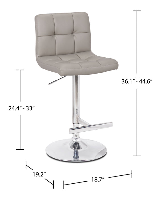 Cruz Barstool with Swivel & Adjustable Seat, Vegan Leather Fabric, 24-33\"H, Metal - Taupe