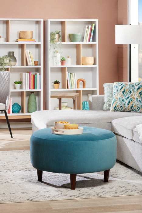 Made in Canada Customizable Sofa Lab The Curve 31\" Velvet Fabric Ottoman - Sea Blue