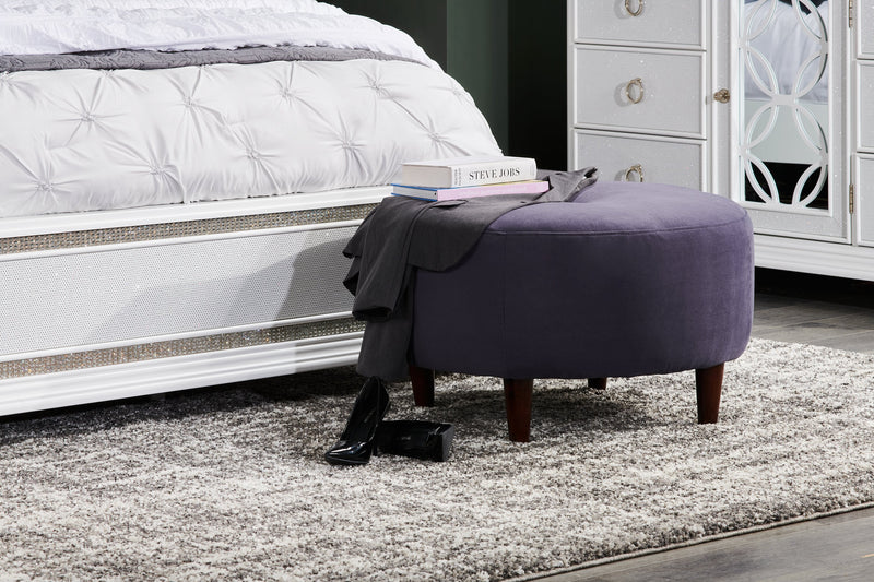 Made in Canada Customizable Sofa Lab The Curve 31\" Velvet Fabric Ottoman - Granite Grey