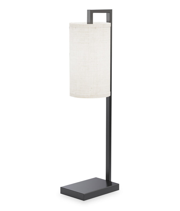 25\" Black Rectangular Frame Table Lamp with Cylinder Shade 