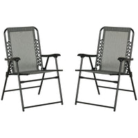 Outsunny Set Of 2 Patio Folding Patio Chairs, Outdoor Camping Chairs, Grey