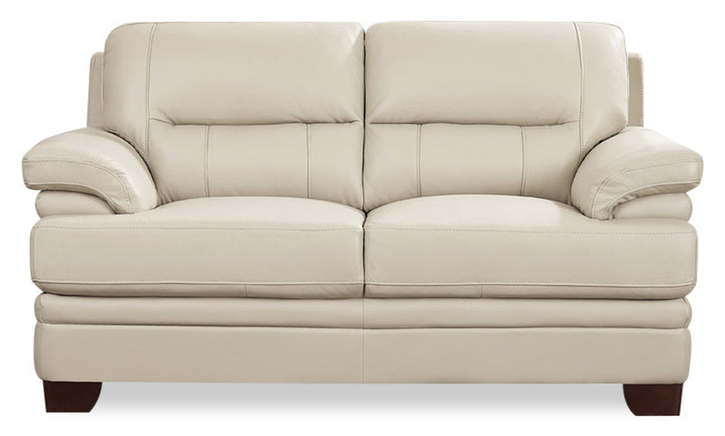 Hydeline Luxor Leather Loveseat - Vanilla