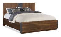 Scott Living Dante Panel Bed with Headboard & Frame, Brown - King Size 