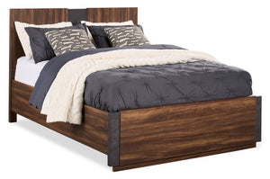 Scott Living Dante Panel Bed with Headboard & Frame, Brown - Queen Size