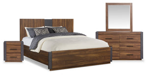Scott Living Dante 6pc Bedroom Set with Bed, Dresser, Mirror & Nightstand, Brown - Queen Size