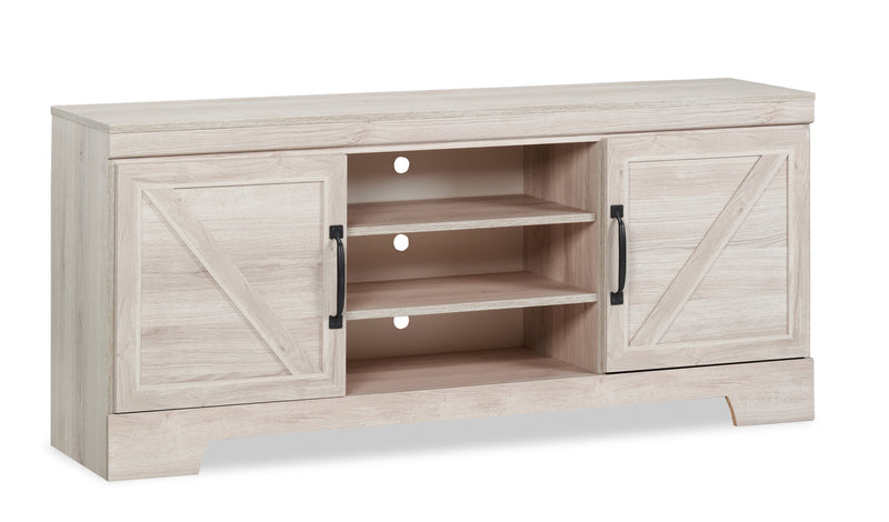 Davin 61\" Rustic TV Stand with Storage and Cable Management for TVs up to 70\"- Whitewash