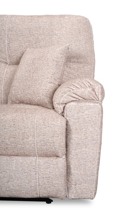 Made in Canada Dawson 64\" Fabric Power Reclining Loveseat with USB Port and Accent Pillows - Beige