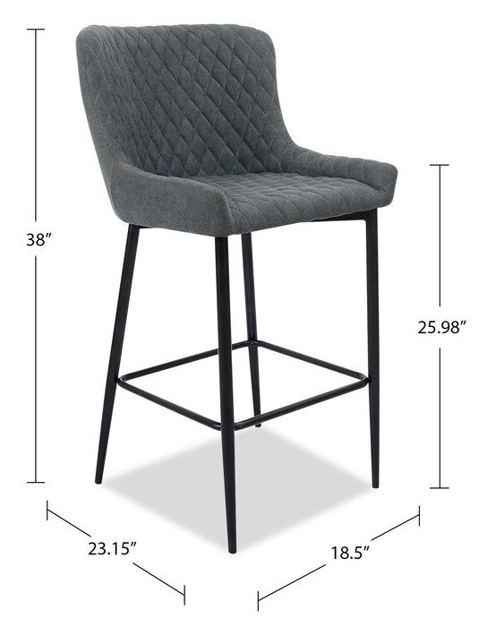 Demi Counter-Height Stool with Velvet-Like Fabric, 26\"H, Metal - Grey